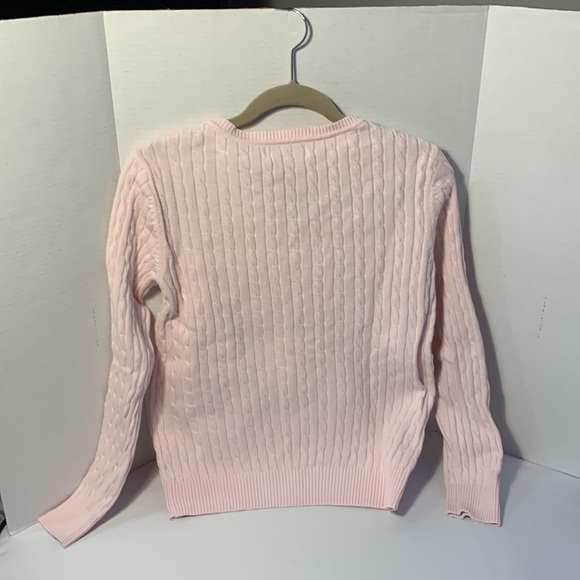 Karen Scott Cable Knit Slim Fit Pastel Pink Sweater cotton size Small - Picture 4 of 5